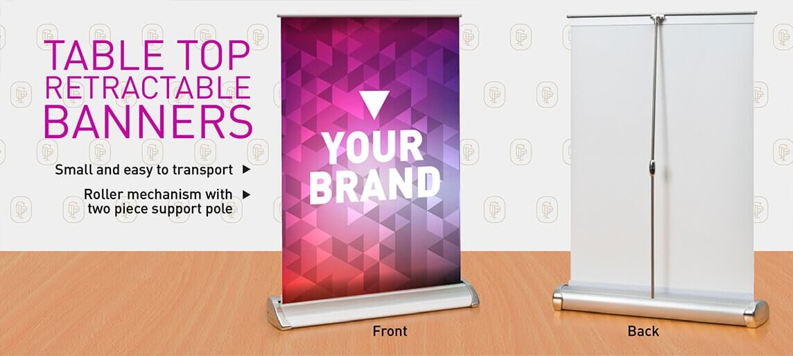 valgfri hagl pegs Table Top Retractable Banners | Table Top Banner | Gold Image