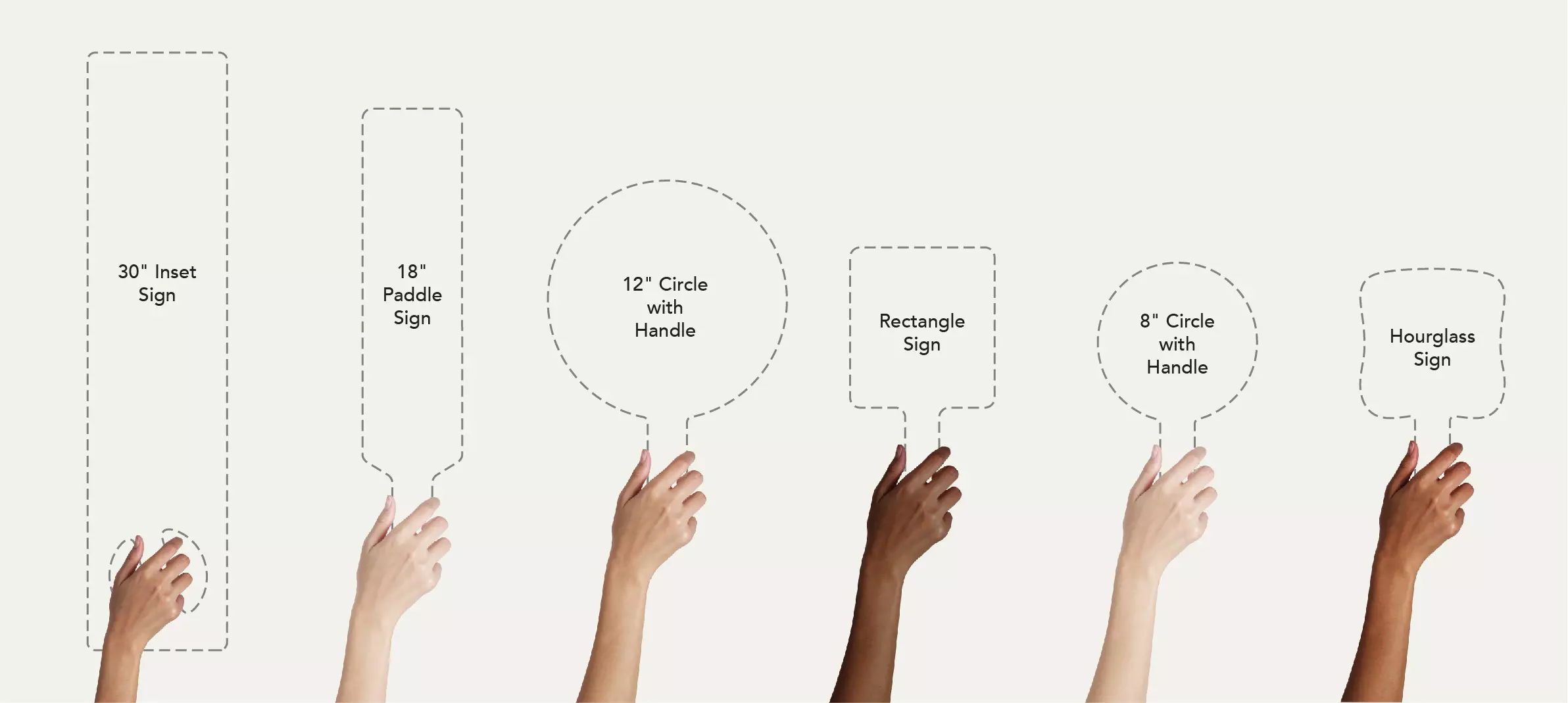 Handheld Signs Size comparison