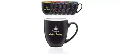 16 oz. Bistro Two-Tone Ceramic Mugs | Gold Image Printing