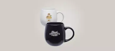 20 oz. Buddha Round Custom Coffee Mugs | Gold Image Printing