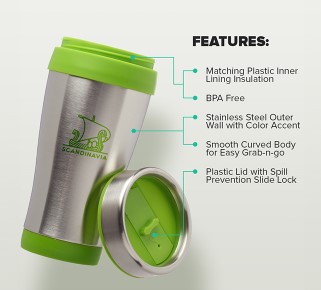 16 oz Insulated Stainless steel infographic