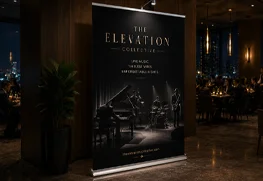 Premium retractable banner stand for restaurants