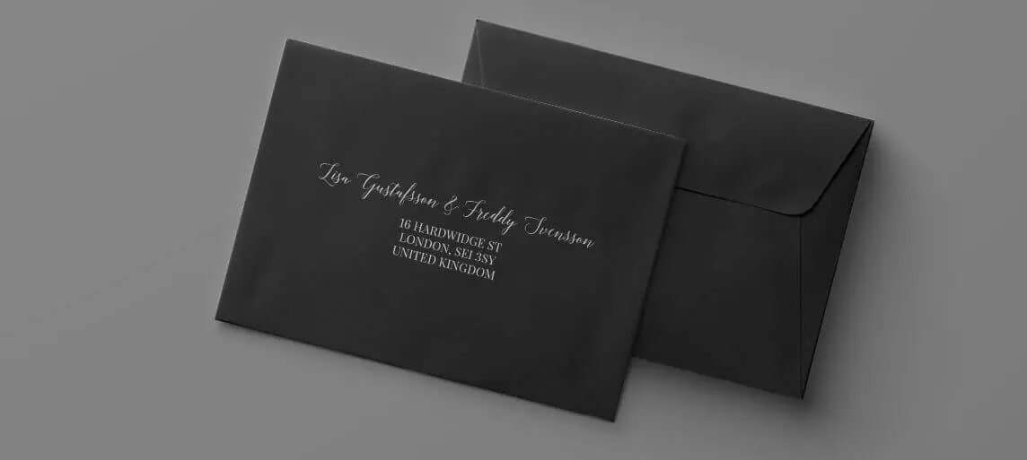 White Ink Addressed Envelopes